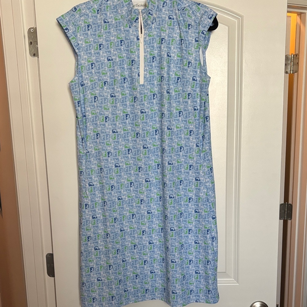Sansoleil Women's Blue and Green Patterned golf/athletic Dress.?